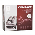 НаНабор посуды для приготовления 7 предметов SWEET HOME COMPACT (кастрюли 1,5/2,2/3л, крышка 16/18/20см, сковорода 24см, съемные ручки) нержавеющая сталь 000000000001220097