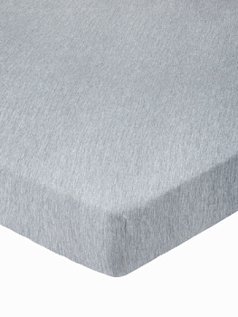 Простыня на резинке 180x200+25см DE'NASTIA серая меланж трикотажная 100% хлопок 000000000001190040
