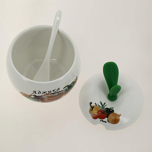 Баночка для аджики 9,7х9,7х7,7см LARANGE с ложкой фарфор 000000000001091225