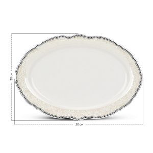Блюдо овальное 30см Stephanie с перламутром серебро фарфор 000000000001219800