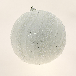 Украшение декоративное Шар с декором 10см белый R010528 000000000001191507