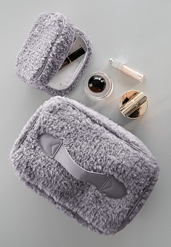 Косметичка 25x17x16см LUCKY Уютная с шерпой серый полиэстер 000000000001216882