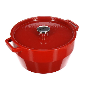 Кастрюля 6,3л 28см PYREX EASYGRIP круглая красная чугун 000000000001142243
