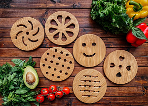 Подставка под горячее 15х1см BRAVO круглая в ассортименте бамбук 000000000001185525