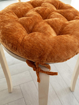 Подушка на стул 40см DE'NASTIA оранжевый велюр меланж полиэстер 000000000001226732