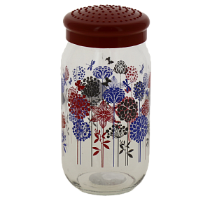 Банка для сыпучих продуктов 1л FACKELMANN Style цветы серая крышка стекло 000000000001194384