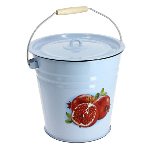 Ведро 12л СТАЛЬЭМАЛЬ с крышкой с деколью эмалированная сталь 000000000001013641