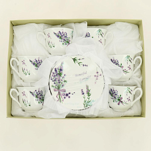 Набор чайный 12 предметов (чашка 220мл-6шт/блюдце-6шт) Лаванда фарфор 000000000001209857