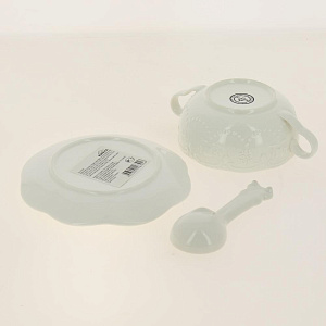 Бульонница с блюдцем и ложкой 300мл/11смБабочка белаяHD-267W 000000000001181013