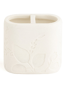 Стакан для зубных щёток DE'NASTIA Тиснение цветы белый полирезина 000000000001213494