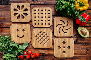 Подставка под горячее 15х15х1см BRAVO квадратая в ассортименте бамбук 000000000001185524