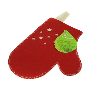 Рукавица Звёзды Банные штучки, красный, войлок 000000000001135651