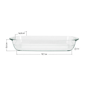 Форма для запекания 19,7х16,8х5,6см 1л LUCKY боросиликатное стекло RMCA-0036/LS1201 000000000001215690