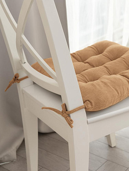 Подушка на стул 40х40см DE'NASTIA бежевый вельвет полиэстер 000000000001226734