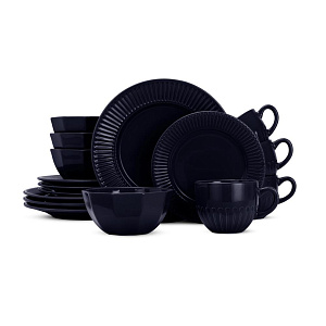 Набор столовой посуды 16 предметов (обеденная 26см-4шт/десертная 20см-4шт/салатник 600мл-4шт/кружка 400мл-4шт) синий керамика 000000000001223841