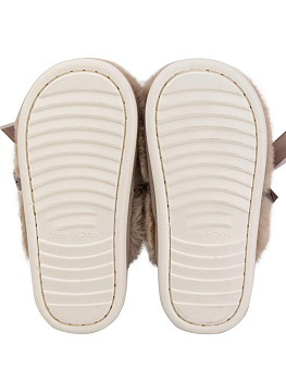 Тапочки домашние 40-41 женские меховые атласный бант бежевый полиэстер/ПВХ 000000000001228919