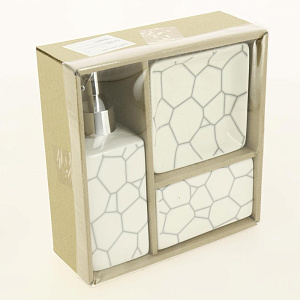 Набор для ванной 3 предмета ДОЛЯНА Жираф мыльница дозатор для мыла стакан керамика пластик 000000000001209719