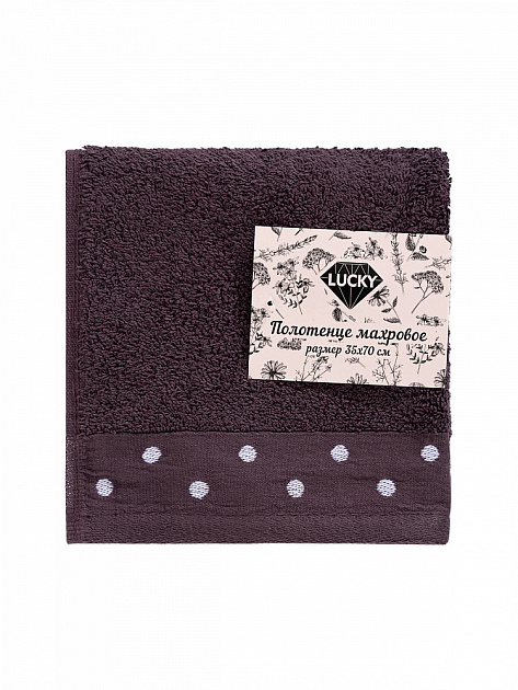 Полотенце махровое LUCKY Бордюр горошек 500gsm 35x70 100% хлопок, фиолетовый D100411 000000000001227648