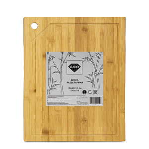 Доска разделочная 22х32х1,4см ±1см LUCKY со стоком для жидкости бамбук 000000000001221164