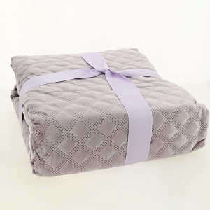 Покрывало 240x260см DeNASTIA Геометрия велюр сиреневый полиэстер U000271 000000000001203750