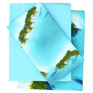 Комплект постельного белья 2спальное DE'NASTIA Сатин 3D Лагуна Наволочки 2шт ПУ C010383 000000000001116691