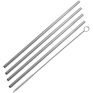 Трубочки для коктейля 4шт 21,5см со щеткой FACKELMANN ECO многоразовые прямые нержавеющая сталь 000000000001210524