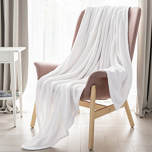 Плед 150x200см DE'NASTIA Тедди белый полиэстер 000000000001184231