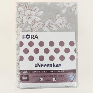 Комплект постельного белья 2-спальный FORA серый цветочный принт полиэстер 000000000001188828