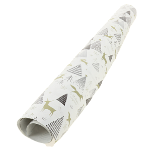 Бумага упаковочная глянцевая 70х100см Новогодний лес золотая краска 000000000001208810