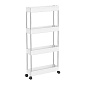 Этажерка 4-х ярусная 40х12х89см LUCKY на колесиках белый пластик