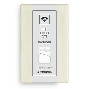 Комплект постельного белья Евро 50х70см-2шт LUCKY молочный страйп-сатин хлопок 000000000001218170