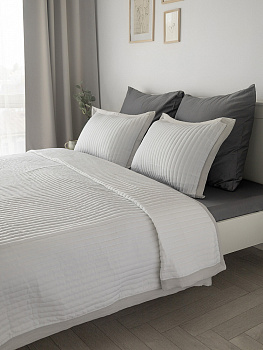 Покрывало 150x205см DE'NASTIA Structure строчка белый полиэстер 000000000001228402