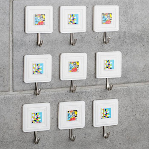 Набор крючков 9шт Галерея цветы на липучке пластик 000000000001211453