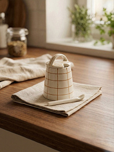 Сахарница с ложкой 200мл DE'NASTIA lattice коричневый керамика 000000000001231352