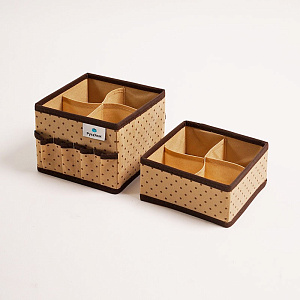 Набор органайзеров для косметики 2шт 15x15x12см РУТАУПАК ГОРОХ ткань 000000000001211991