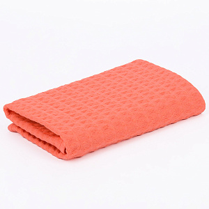 Полотенце кухонное 37х60см СОФТИ крупная вафля коралловое 100% хлопок 000000000001212676