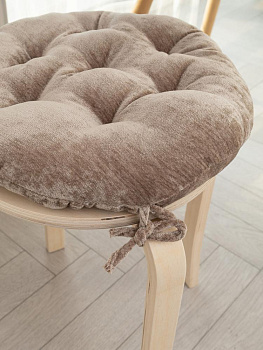 Подушка на стул 40см DE'NASTIA бежевый велюр меланж полиэстер 000000000001226730