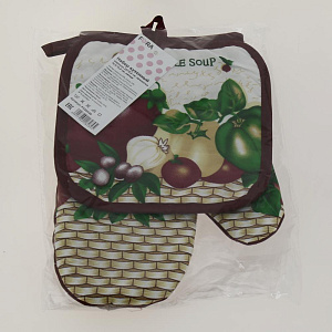 Набор кухонный варежка+прихватка 23х15,5см15,5х15,5см FORA овощи 000000000001184667