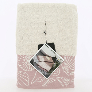 Полотенце 70х130см DE'NASTIA РАКУШКИ (новые) молочный/розовый хлопок 000000000001208567