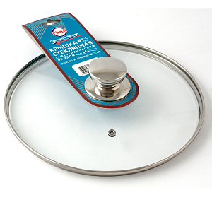 Крышка 30см TIMA круглая НЖС ручка металлический обод стекло 000000000001200711