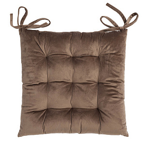 Подушка на стул 40х40см DE'NASTIA коричневый велюр полиэстер 000000000001209646