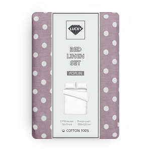 Комплект постельного белья Евро LUCKY ГОРОШЕК (пододеяльник, наволочки 50х70см-2шт) сиреневый/лиловый поплин хлопок-100% 000000000001215983