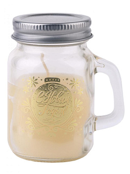 Новогодняя ароматизированная парафиновая свеча Кружки в шоубоксе, вылитая в стеклянной банке / 7.8х5х8.5см арт.78537 000000000001179742