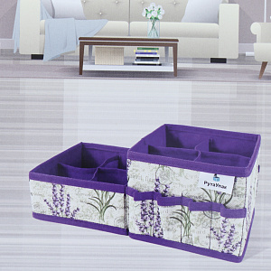 Набор органайзеров для косметики 2шт 15x15x12см РУТАУПАК ЛАВАНДА ткань 000000000001211990