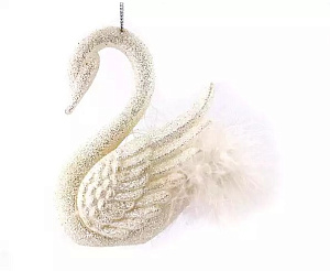 Декоративное украшение Лебедь 10см белый пластик 000000000001220883