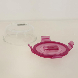 Контейнер стеклянный круглый с розовой крышкой 670мл PURE BOX ACTIVE N0924/P4596 000000000001182546