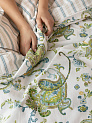 Комплект постельного бельяЕвроDE'NASTIA(пододеяльник200х220простыня230х260наволочки50x70см2шт70х70см2шт)BotehОгурцыПолоскаБелыйЗеленыйСинийЖатыйХлопок 000000000001227510