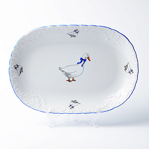 Блюдо овальное 29см CMIELOW Рококо Гуси фарфор 000000000001214862