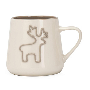 Кружка 340мл 7,6см DE'NASTIA Олень белый фарфор 000000000001226183
