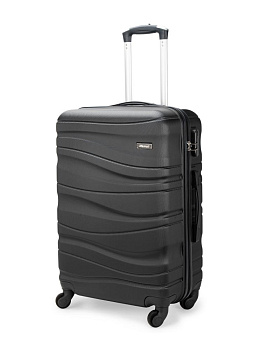 Чемодан на колесах M (42х26х65см) волна серый ABS 000000000001226524